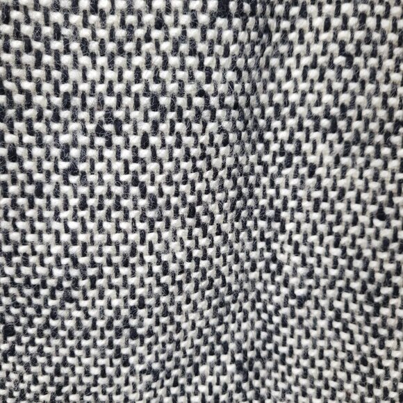 Vtg 70s Petite Tweed Long Line Coat Sz PS Black White Contrast Trim Twee Winter - Picture 5 of 13